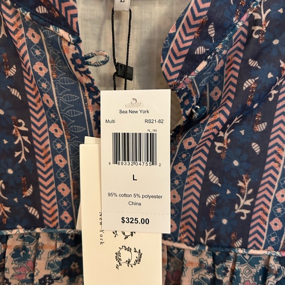 NWT: Sea Floral Cotton Blouse with subtle metallic details size L - Picture 4 of 7